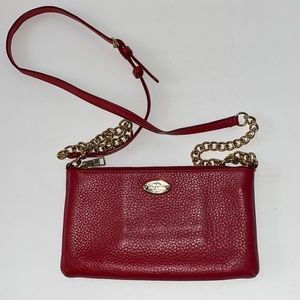 Coach small red crossbody chain n leather purse